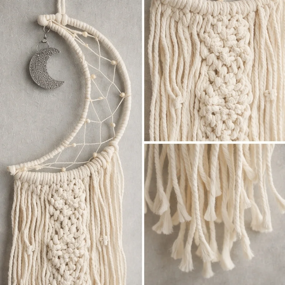 Macrame Moon Dreamcatcher Wall Hanging Boho Bedroom Nursery Decor 38